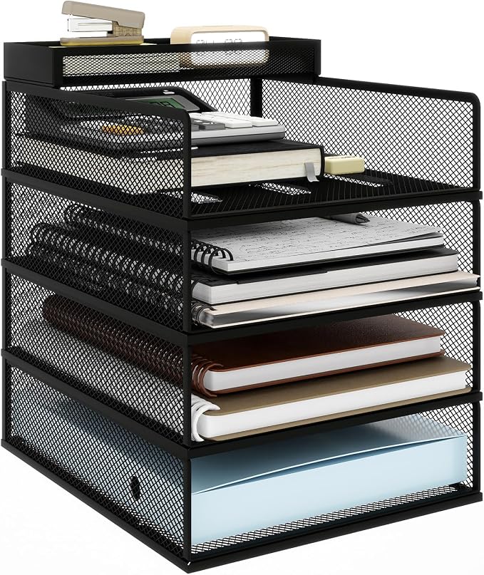 Natwind 4-Tier Stackable Metal Mesh Letter Paper Tray Organizer, Mail Tray - Image 8