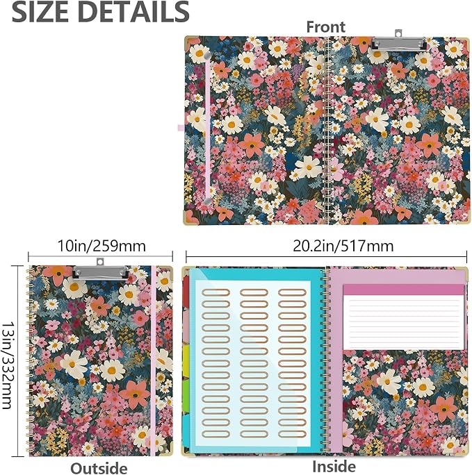 Clipboard Folio with Notepad for Letter Size, 5 Extra Folders with Storage 10 - Image 6