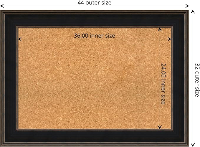 Amanti Art Natural Cork Board for Wall, 32x44 Vision Board with Brown Wood Frame, Large Corkboard Office Decor for Home Organization, Casual Corkboard Pinboard to display items for home organization-DeskLoop Office