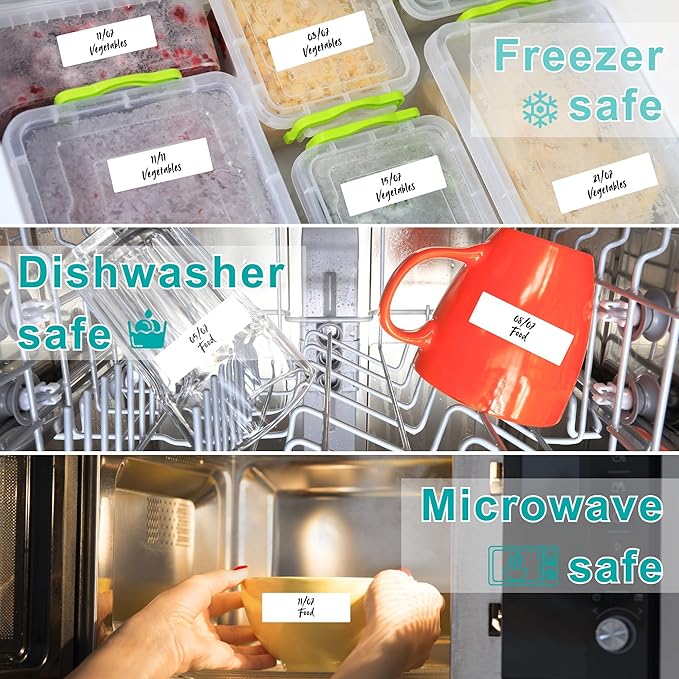 CATIFLIN 600 Blank Removable Freezer Label Stickers, 1”x3” Waterproof Adhesive Paper Tags with Perforation, Easy to Write & Peel for Food Jars, Bottles, Containers, Refrigerator, Storage-DeskLoop Office