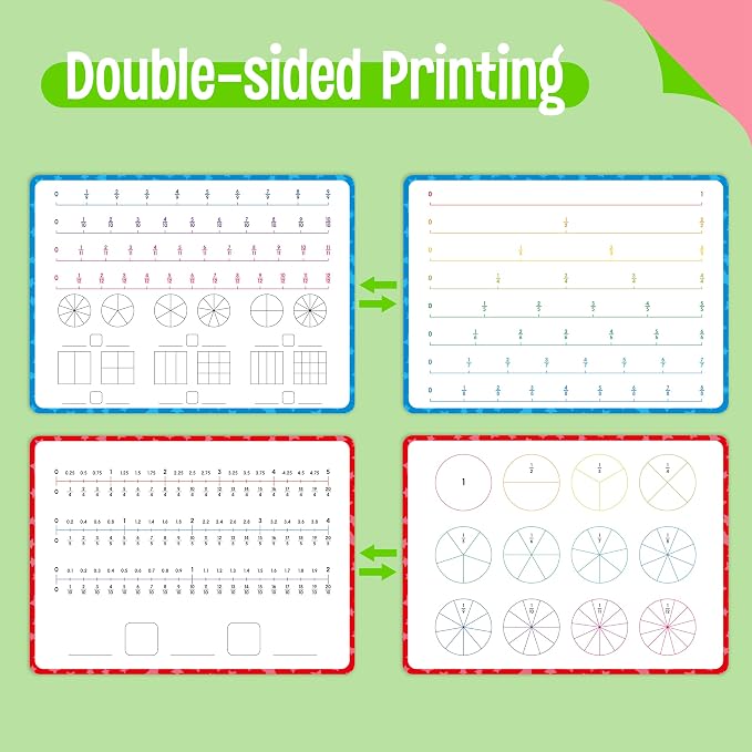 8 Packs Fraction Manipulative Whiteboards, Double-Sided Dry-Erase Number Line - Image 4