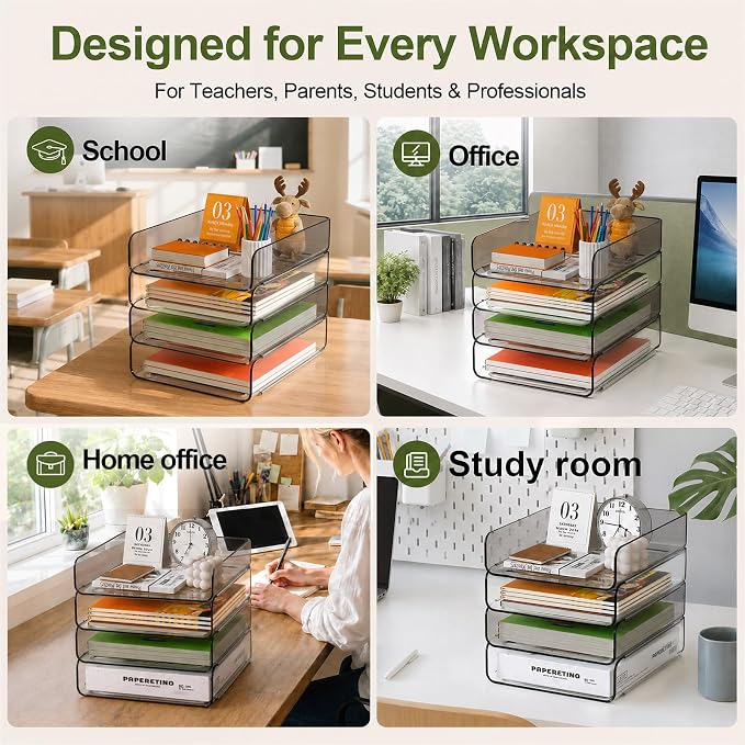 FANXIYQ 4-Tier Acrylic Paper Tray Organizer, A4 Paper, Books & Office Supplies - Image 5