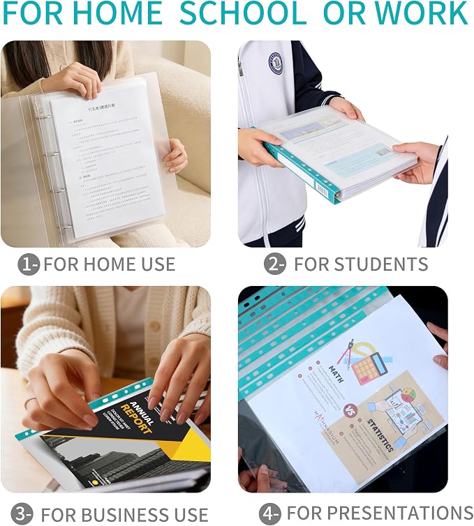 100 Pack Sheet Protectors for 3 Ring Binder 8.5 x 11 Clear Paper Sleeves - Image 7