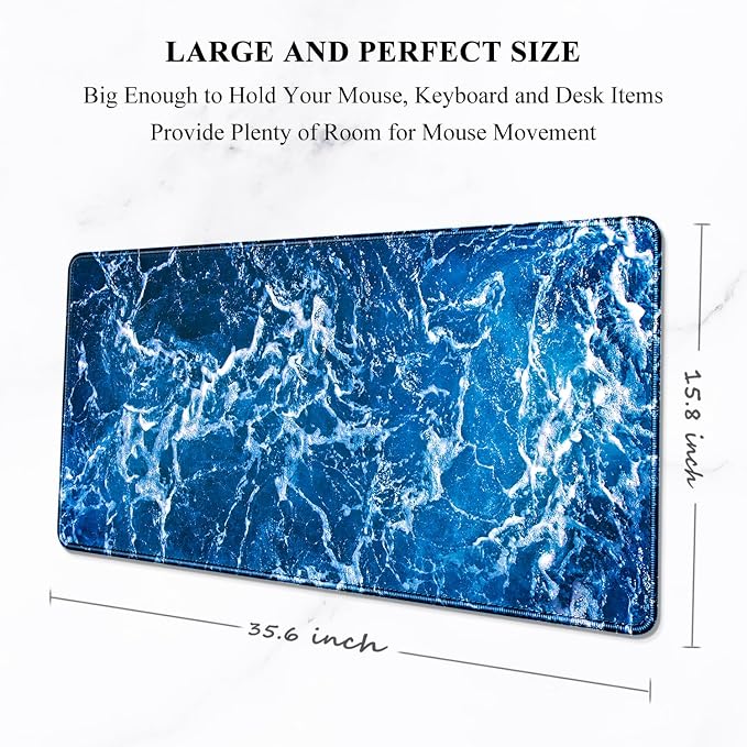 Auhoahsil Large Mouse Pad, XXL Desk Pad, Extened 35" x 15", Non-Slip Rubber Base - Image 2