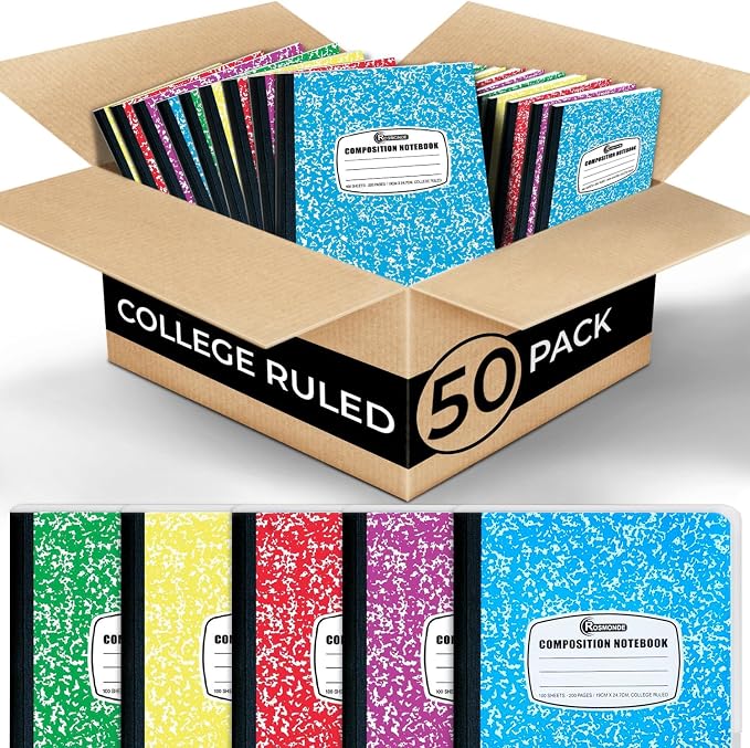 Rosmonde 50 Pack, Bulk Composition Notebooks, College Ruled Notebook, 200 Pages by Rosmonde
