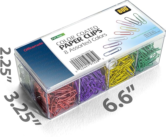 Officemate 97228 Plastic Coated Paper Clips, No. 2 Size - Image 2