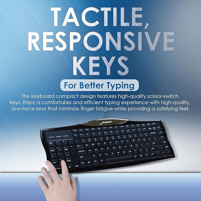 Evoluent R3K Reduced Reach Right-Hand Keyboard – Wired USB Compact with Numeric Pad, Ergonomic Computer Keyboards for Comfortable Typing, Black Full-Size PC Keyboard with One-Touch Shortcut Keys-DeskLoop Office