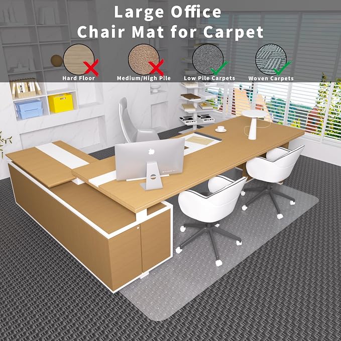 Office Chair Mat for Carpeted Floor, Easy Glide Rolling Plastic Floor Mat - Image 4