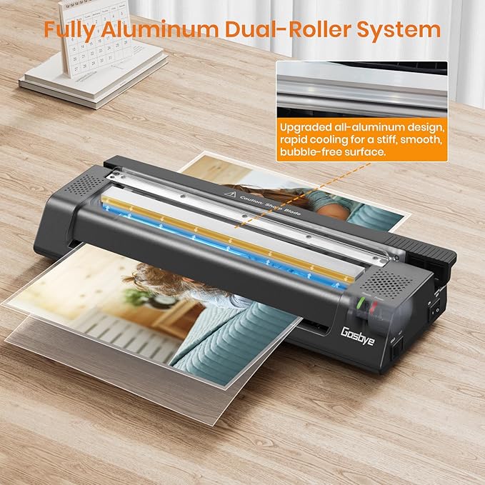 Laminator Machine, 13-Inch Thermal Laminator with Steel Paper Cutter, 13 Laminating Pouches, Corner Rounder, Jam Release Button for Home, Office, School, Teachers, Personal Use, Black-DeskLoop Office