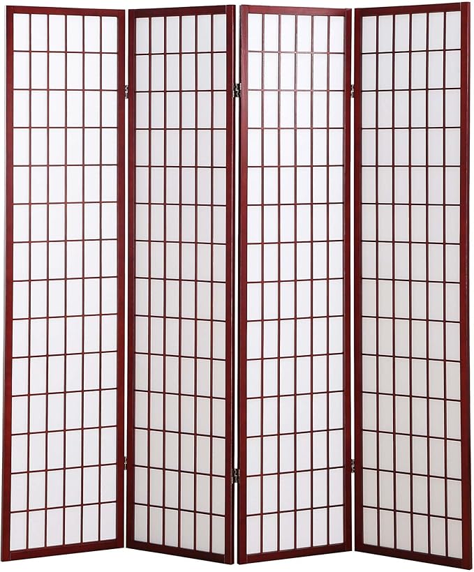 NicBex Room Divider 4 Panel Room Dividers with Oriental Style Partition Room Dividers and Folding Privacy Screens Wall Divider for Home, Office, Room Separation,72" W x 2" D x 72" H, Cherry-DeskLoop Office