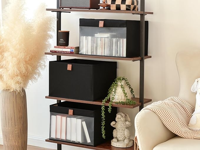 StorageWorks Closet Storage Bins, Extra Large Storage Baskets with Clear Window and Handles, Foldable Fabric Organizer for Clothes, Shelves, Black, 3 Pack-DeskLoop Office