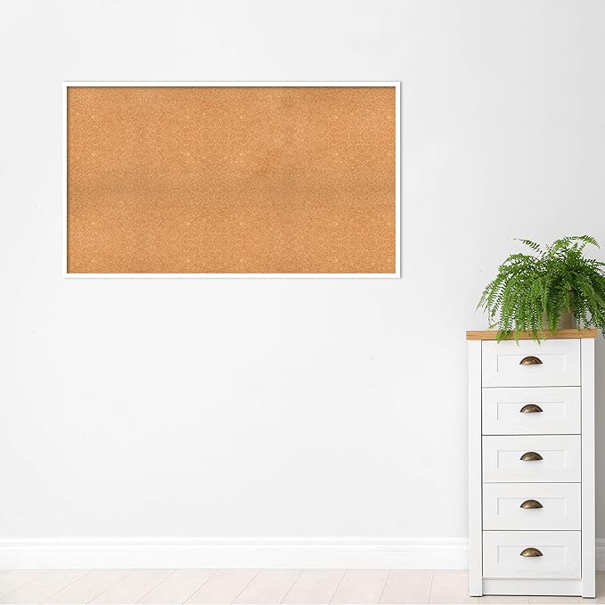 Amanti Art Natural Cork Board for Wall, 33x57 Vision Board with White Frame, Oversize Corkboard Office Decor for Home Organization, Modern Corkboard Pinboard to Display Items for Home Organization in-DeskLoop Office