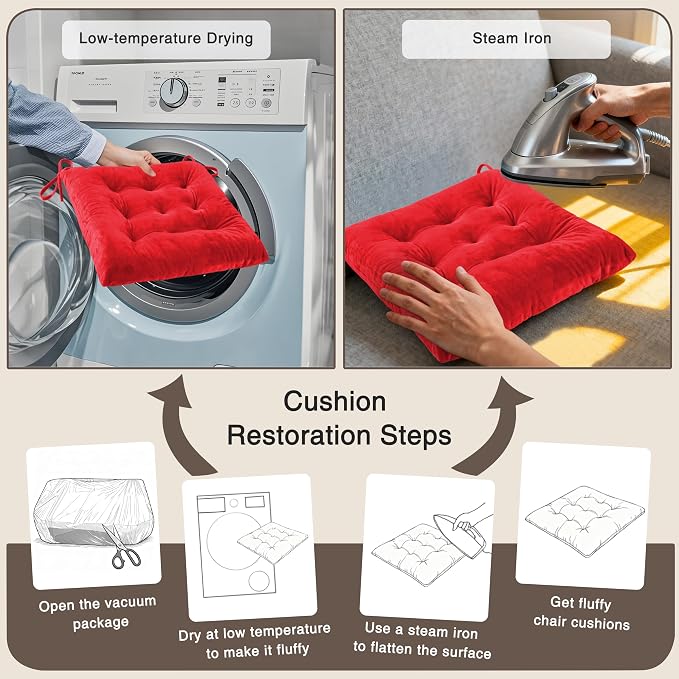 OVOV 6 Pack Chair Cushions for Dining Chairs Soft Seat Cushions for Kitchen - Image 7