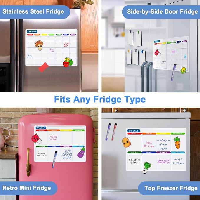 Kiditos Magnetic Calendar for Refrigerator, Dry Erase Whiteboard Set, Weekly & - Image 8