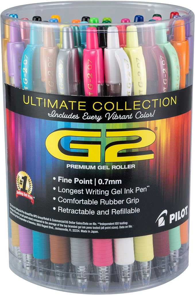 Pilot G2 Pens, Premium Refillable And Retractable Gel Ink Pens Fine Point 0.7mm by PilotCorporationofAmerica