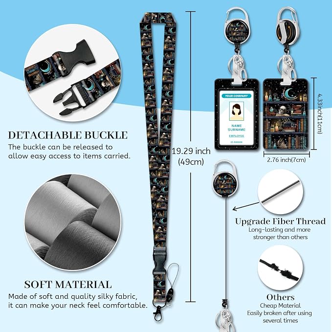 Hancynir Skull Black Cat Bookshelf Lanyards - Image 4