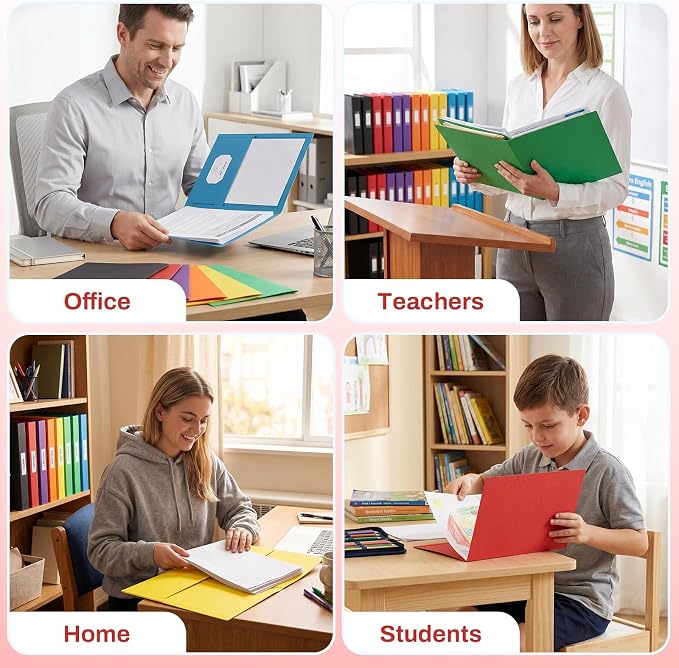 SUNEE Folders with Pockets, 2 Pocket Folders Fit Letter Size Paper, Paper File - Image 5