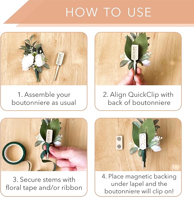 Minis Magnetic Boutonniere Clips – Extra Strong Floral Magnets – No-Pin - Image 3