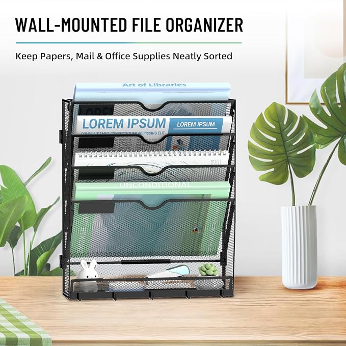 SUPEASY Wall File Organizer, 5 Tier Hanging File Organizer - Image 8