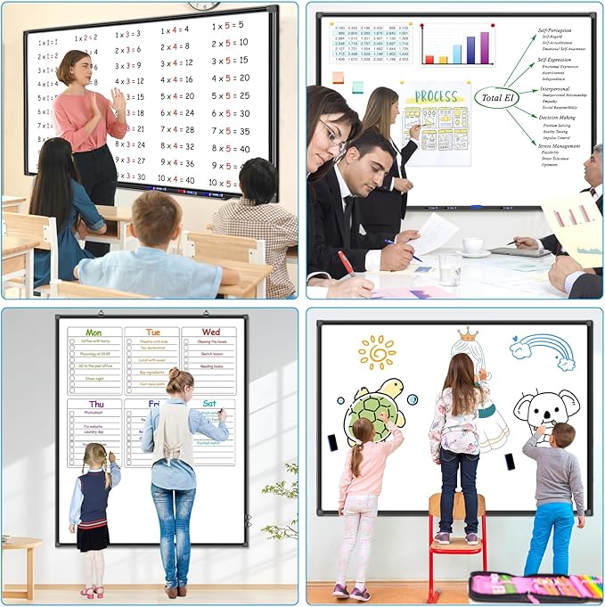 H-Qprobd 70"x40" White Board for Wall Large Magnetic Dry Erase Board with Black Aluminum Frame, Presentation Whiteboard Suitable for Home, Office, Classroom & Kitchen-DeskLoop Office