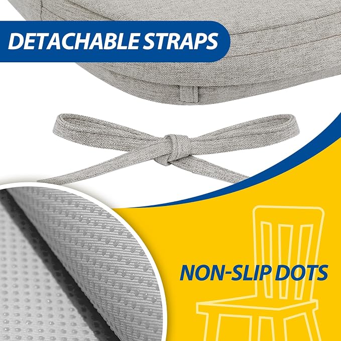 AAAAAcessories D-Shaped Chair Cushions, Machine-Washable Cover, Khaki Gray - Image 5