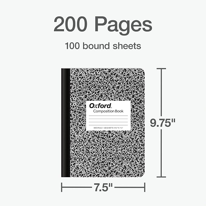 Oxford Composition Notebooks, 9-3/4 x 7-1/2 Inch School Journals, Wide Ruled - Image 2