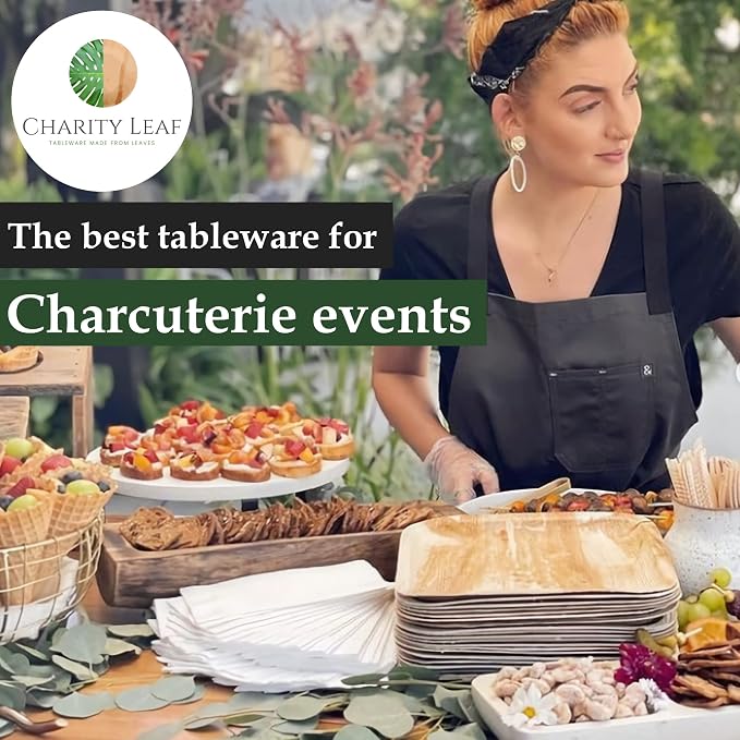 Charity Leaf Disposable Palm Leaf 14" x 10" Trays Bamboo Like Serving Platters - Image 5