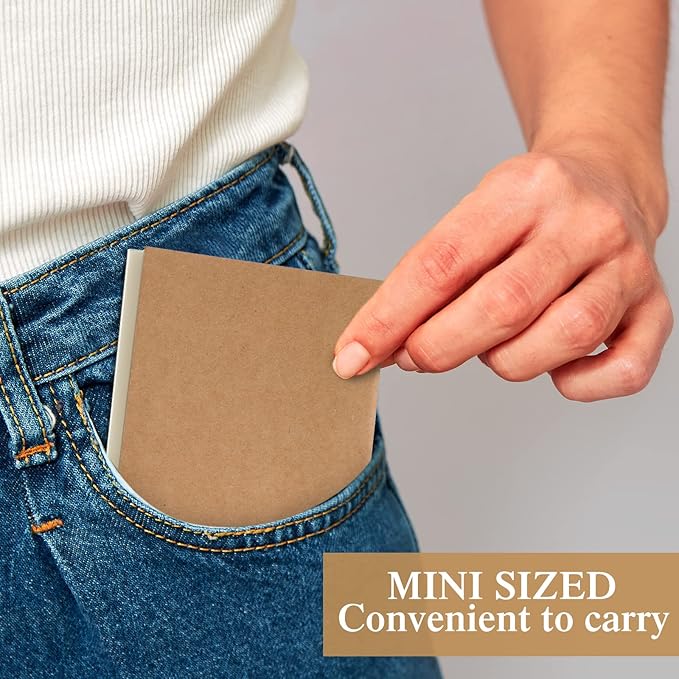 100 Pieces Mini Blank Notebook Bulk Set Small Kraft Paper Unlined Journals Pocket Journal for Kids Drawing Sketchbook Office Supplies 4 x 4 inch Small Sketchbooks with 24 Sheets (Blank Style)-DeskLoop Office