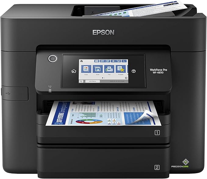 Epson Workforce Pro WF-4830 Wireless All-in-One Printer with Auto 2-Sided Print & EPSON T822 DURABrite Ultra Ink High Capacity Black Cartridge & EPSON T822 DURABrite Ultra Ink High Capacity Black-DeskLoop Office