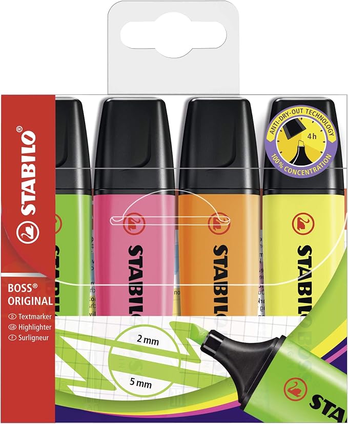 STABILO - BOSS ORIGINAL - Highlighter - Pack of 4 - Yellow by STABILO