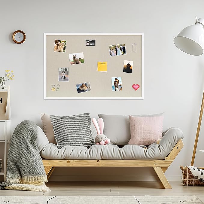 DAHAPYBOO Cork Board with Linen White, Bulletin Board 36"x24" | Hanging - Image 4