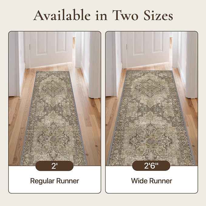GENIMO 2'6''x7 Runner Rugs for Hallway, Machine Washable Non Slip Vintage Rugs - Image 3