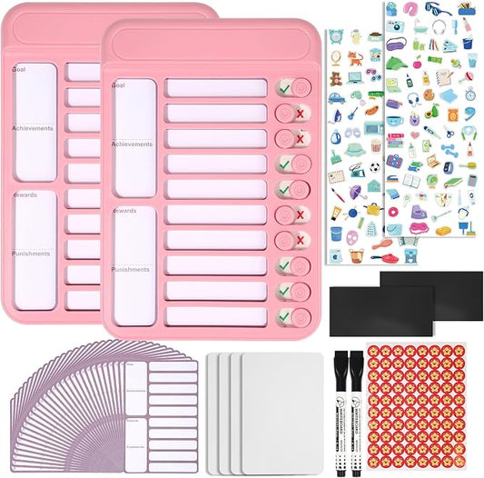 2Pcs Chore Chart for Kids to Do List Checklist Board Detachable Message Slider by Lucomb