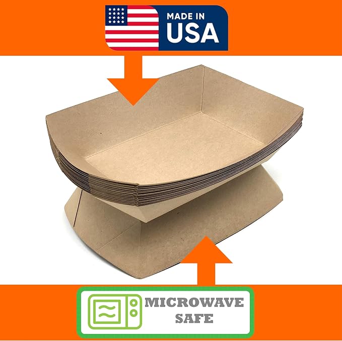 Paper Food Trays, Kraft Paper. Extra Large. 250 Pack, Disposable, Recyclable - Image 4