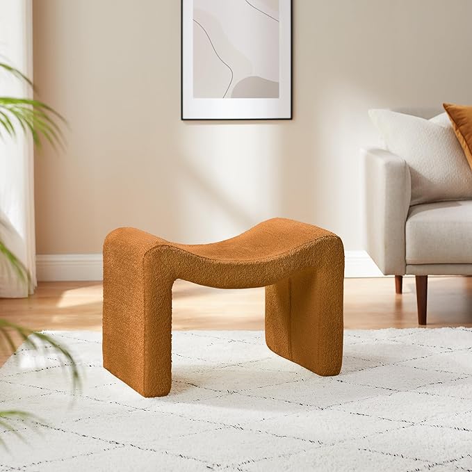 Large Footstool Ottoman, Multi-Functional Modern Foot Stool, Sofa Footrest Extra Seating for Living Room, Entryway, Hallways and Bedrooms, Large, Curry-DeskLoop Office