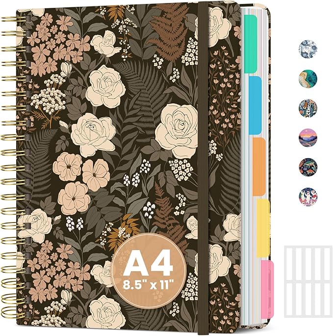 ZOTIA Large Spiral Notebook for Work, 8.5" x 11" Journal for Women, Cute 5 by Zotia