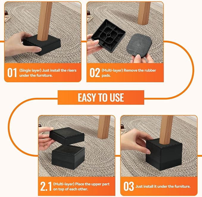 shouwuhho Furniture Risers, 32 Pack Bed Risers - Image 7