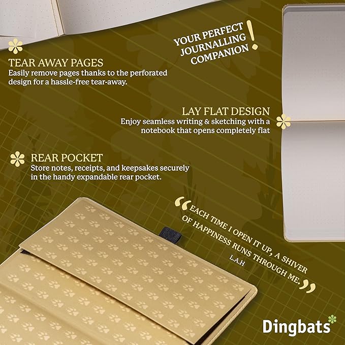 Dingbats A5 Wildlife Notebook Journal Hardcover, Cream 100gsm Ink-Proof Paper, 6.1 x 8.5 inches, 192 pages (Cream Wolf, Squared)-DeskLoop Office