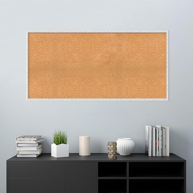 Amanti Art Natural Cork Board for Wall, 27x55 Vision Board with White Frame, Oversize Corkboard Office Decor for Home Organization, Modern Corkboard Pinboard to Display Items for Home Organization in-DeskLoop Office