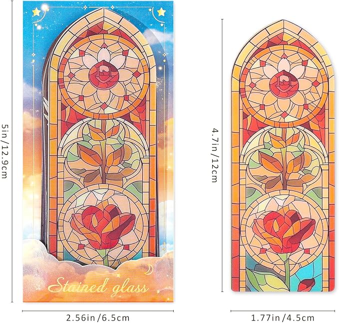 12 PCS Stained Glass Theme PET Bookmarks - Image 6
