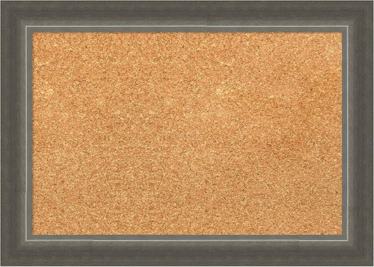 Amanti Art Natural Cork Board for Wall, 15x21 Vision Board with Silver Wood Frame, Small Corkboard Office Decor for Home Organization, Casual Corkboard Pinboard to Display Items for Home Organization-DeskLoop Office
