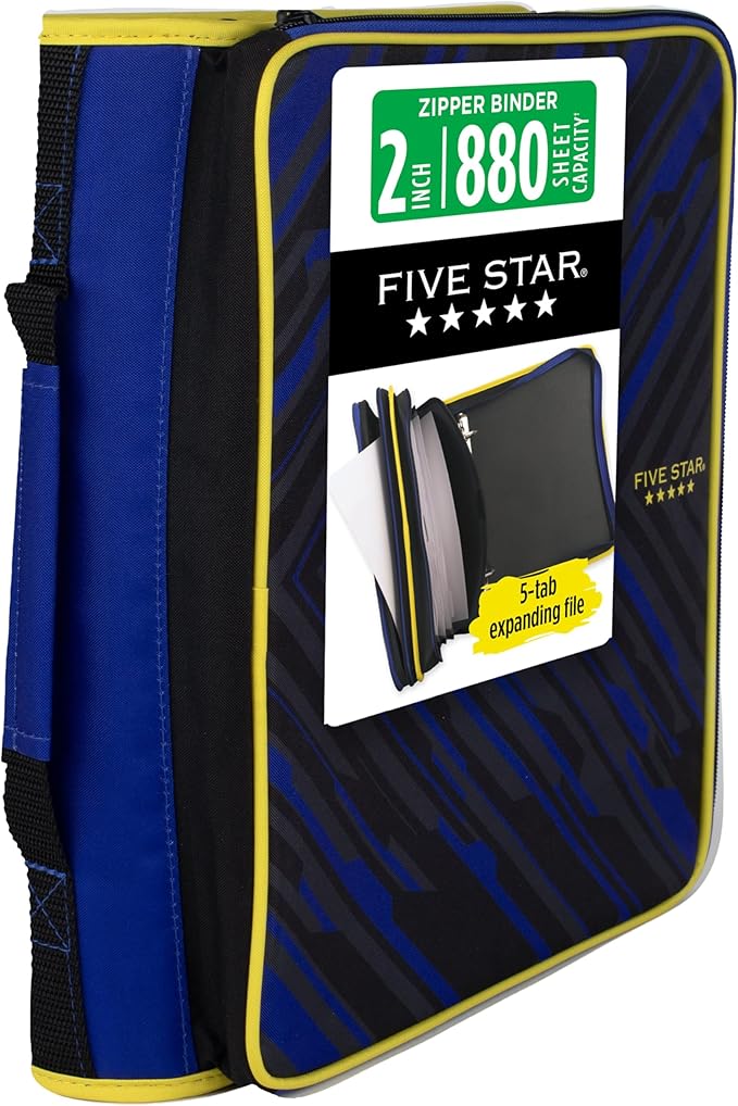 Five Star Zipper Binder 2 Inch O-Rings Case Organiser by FiveStar
