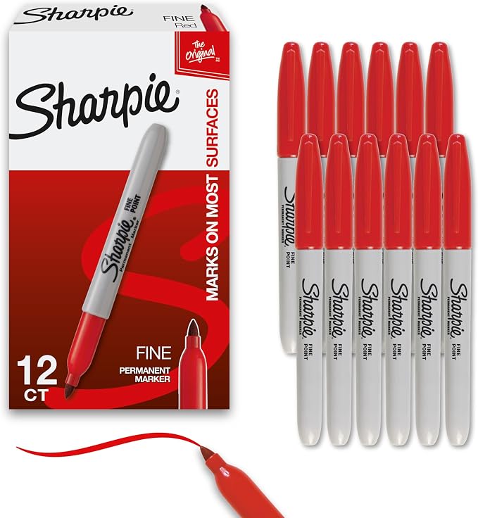 Sharpie Permanent Markers, Fine Tip, Quick Drying, Fade Resistant, by Unknown