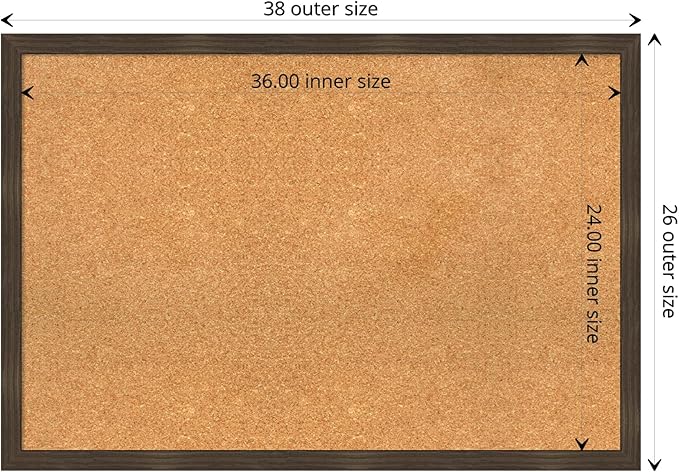 Amanti Art Natural Cork Board for Wall, 26x38 Vision Board with Brown Wood Frame, Large Corkboard Office Decor for Home Organization, Casual Corkboard Pinboard to display items for home organization-DeskLoop Office