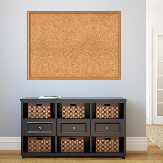 Amanti Art Natural Cork Board for Wall, 34x46 Vision Board with Bronze Frame, Oversize Corkboard Office Decor for Home Organization, Casual Corkboard Pinboard to Display Items for Home Organization-DeskLoop Office