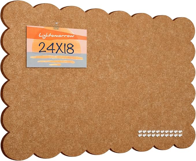 Lightomorrow Scalloped Bulletin Board, 24 x 18 Inches Felt Pin Board by Lightomorrow