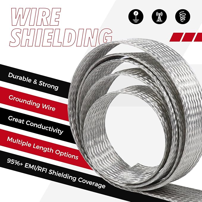 Tinned Copper Grounding Braid Straps Shielding Wire Sheathing Cable Sleeve - Image 3
