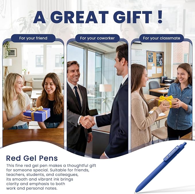 STAGEEK Blue Gel Pens GX3, Fine Point Retractable Smooth Writing Pens - Image 8