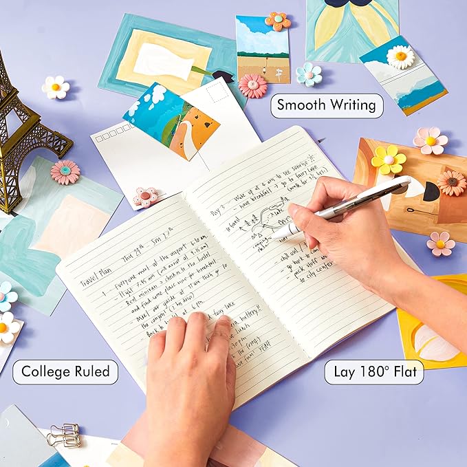 16 Pack Soft Cover Journal Bulk, Feela Lined Notebooks College Ruled for Work for Women Girl Writing, Blank Travel Journal Note Taking Notebook School Business Supplies, 8.2” x 5.5”, A5, Light Purple-DeskLoop Office