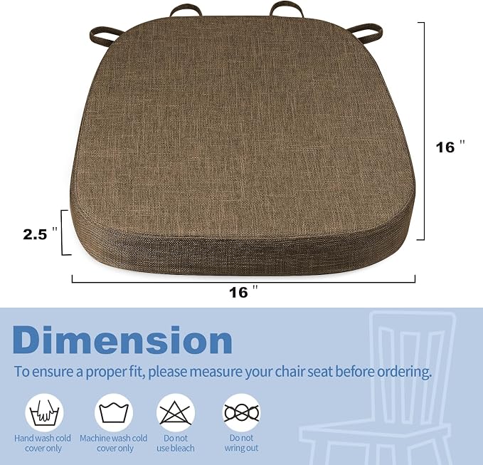 BUYUE Thickened 2.5" Dining Chair Cushions Set of 6, U-Shape High Density Foam - Image 3